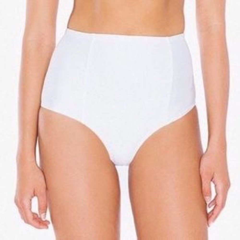HIGH WAISTED WHITE BIKINI BOTTOMS AMERICAN APPAREL